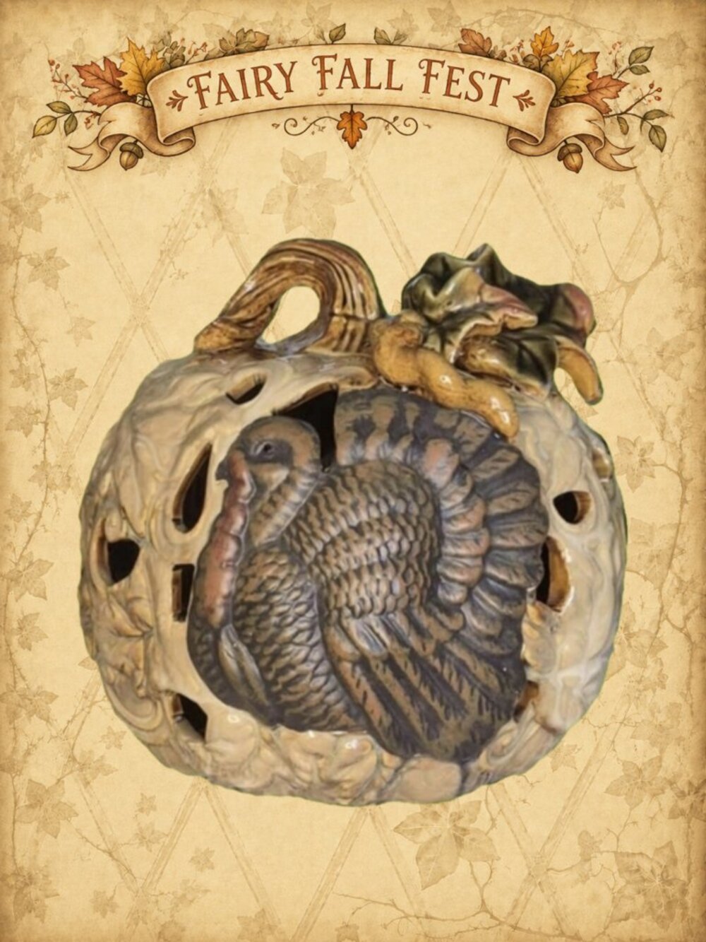 Gather Rings 🎃🧚‍♂️ Vintage Pumpkin Turkey Tea Light Candle Holder Thanksgiving